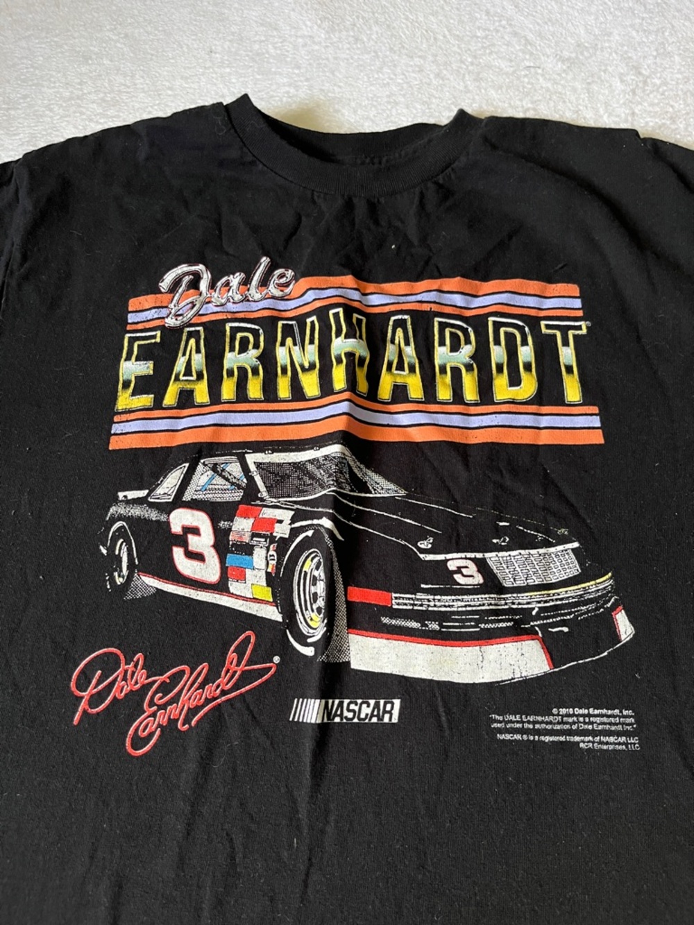 Nascar Dale Earnhardt Black Graphic Tee with Yellow & Red Accents